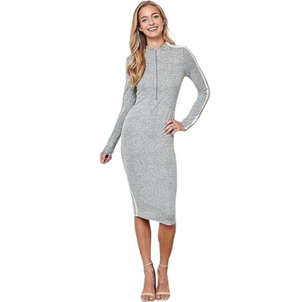 Fleur de Lis Collection Hacci White/grey lightweight sweater dress sizes SML NWT